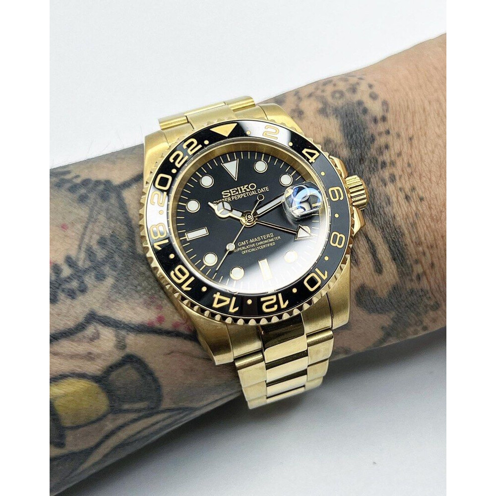 Custom Seiko Mod • Black Gold GMT Master II • 40mm